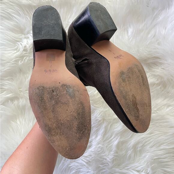 Coach | Women’s Patricia Ankle Boots Booties Shoes Chocolate Brown Suede Buckle - Picture 9 of 9